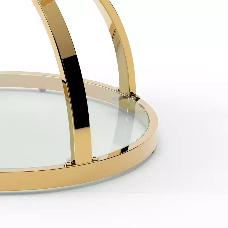 Table d'appoint moderne en verre à 2 niveaux Leda 19,69'', avec cadres en forme d'anneau
