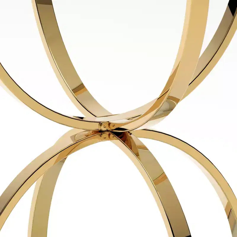 Table d'appoint moderne en verre à 2 niveaux Leda 19,69'', avec cadres en forme d'anneau