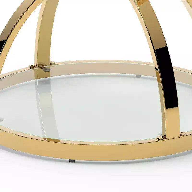 Table d'appoint moderne en verre à 2 niveaux Leda 19,69'', avec cadres en forme d'anneau