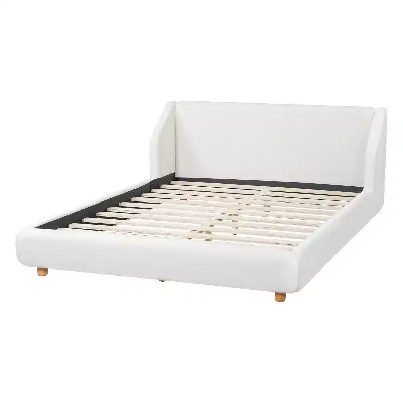 Cadre de lit rembourré en bouclé Sade Modern Wooden avec tête de lit à oreilles extra-large