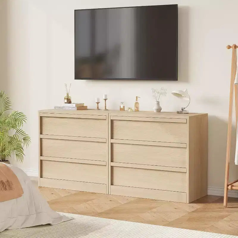 Commode à 3 tiroirs pour chambre à coucher, Armoire de rangement pour vêtements, Organiseur de commode pour placard, salon, couloir, entrée, Rangement vertical, Naturel
