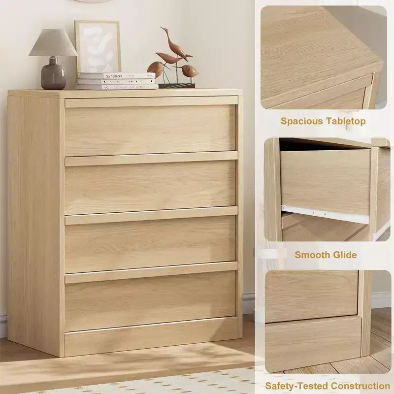 Commode à 3 tiroirs pour chambre à coucher, Armoire de rangement pour vêtements, Organiseur de commode pour placard, salon, couloir, entrée, Rangement vertical, Naturel