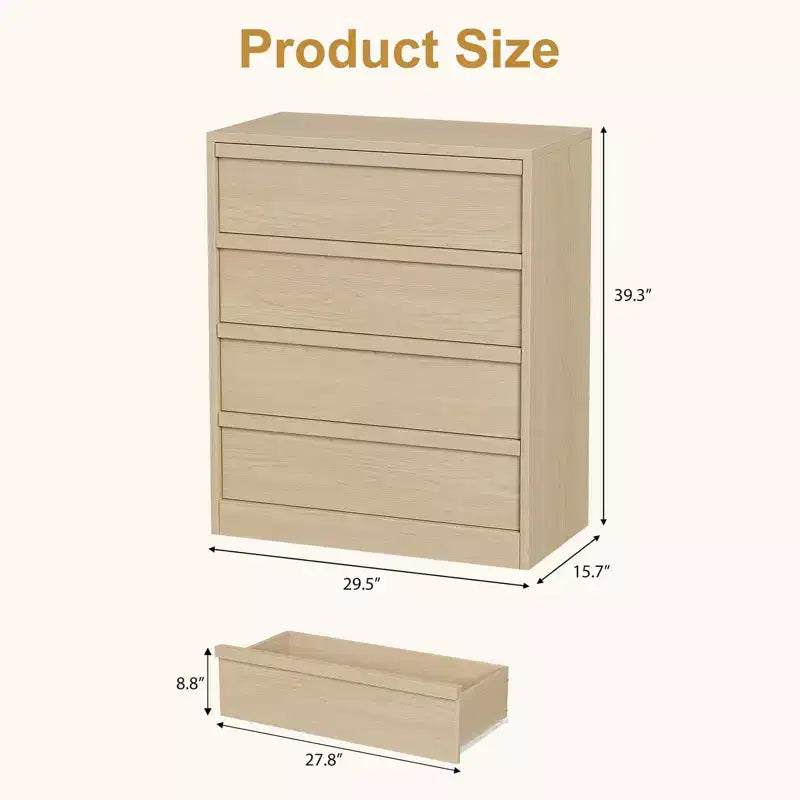 Commode à 3 tiroirs pour chambre à coucher, Armoire de rangement pour vêtements, Organiseur de commode pour placard, salon, couloir, entrée, Rangement vertical, Naturel