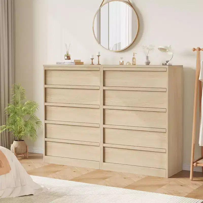 Commode à 3 tiroirs pour chambre à coucher, Armoire de rangement pour vêtements, Organiseur de commode pour placard, salon, couloir, entrée, Rangement vertical, Naturel