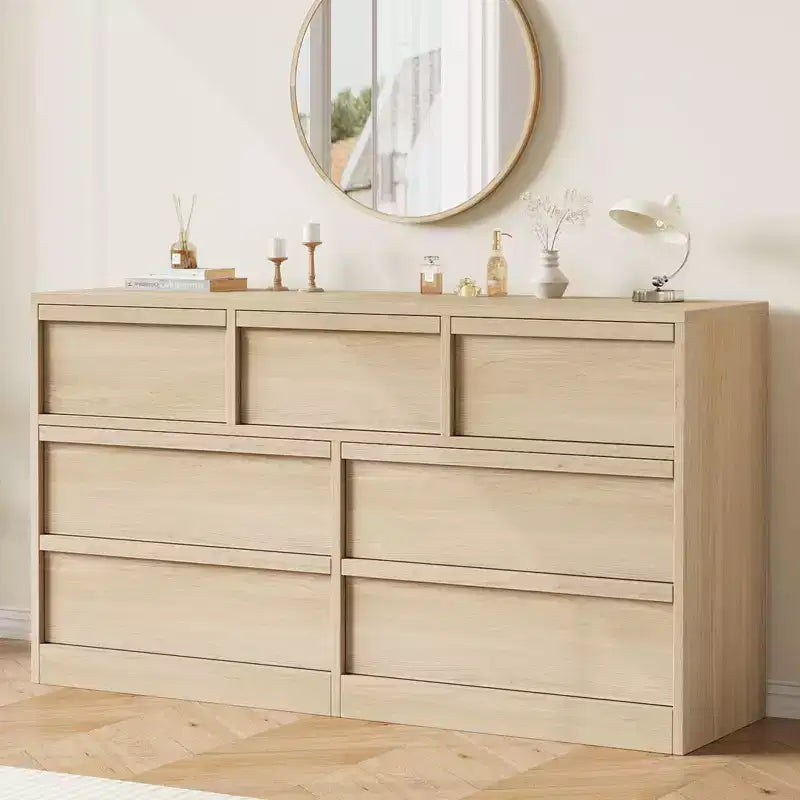 Commode à 3 tiroirs pour chambre à coucher, Armoire de rangement pour vêtements, Organiseur de commode pour placard, salon, couloir, entrée, Rangement vertical, Naturel
