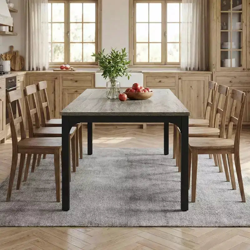 Table à manger rustique 6-8 personnes de 199,9 cm, table de cuisine et de bureau moderne résistante aux rayures et à l'eau