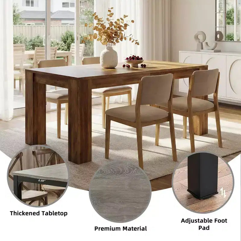 Table à manger rustique 6-8 personnes de 199,9 cm, table de cuisine et de bureau moderne résistante aux rayures et à l'eau
