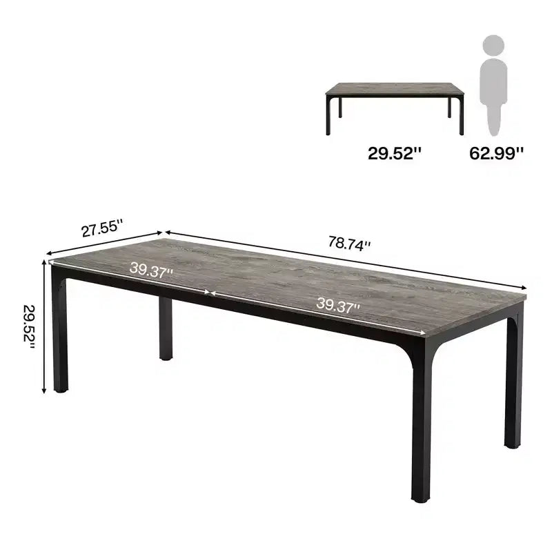 Table à manger rustique 6-8 personnes de 199,9 cm, table de cuisine et de bureau moderne résistante aux rayures et à l'eau