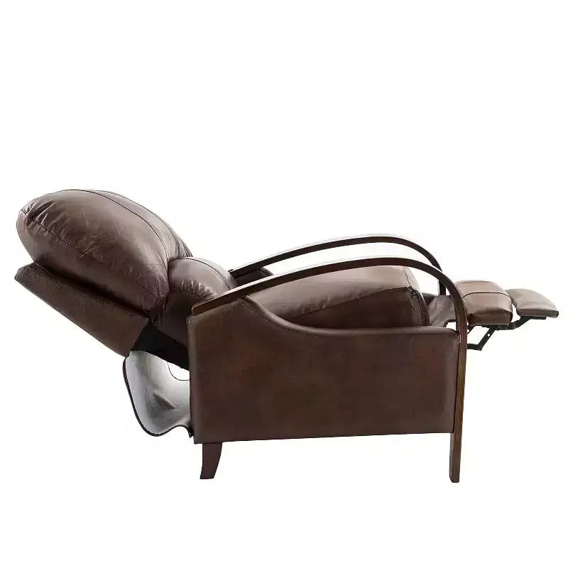 Ensemble de 2 fauteuils inclinables manuels en cuir véritable, inclinaison à 159°