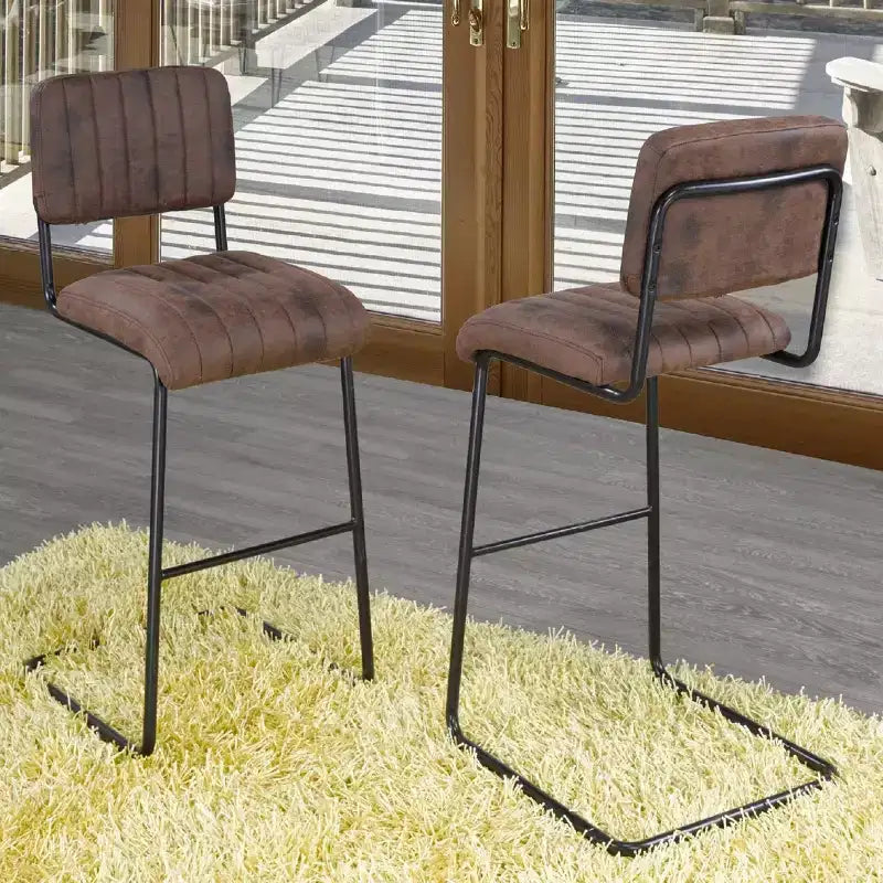 Lot de 2 tabourets de bar hauteur comptoir Damien, bruns