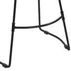 Tabouret de bar 61 cm, hauteur comptoir, sans dossier, assise de selle en manguier blanchi, base en métal noir, blanc/noir