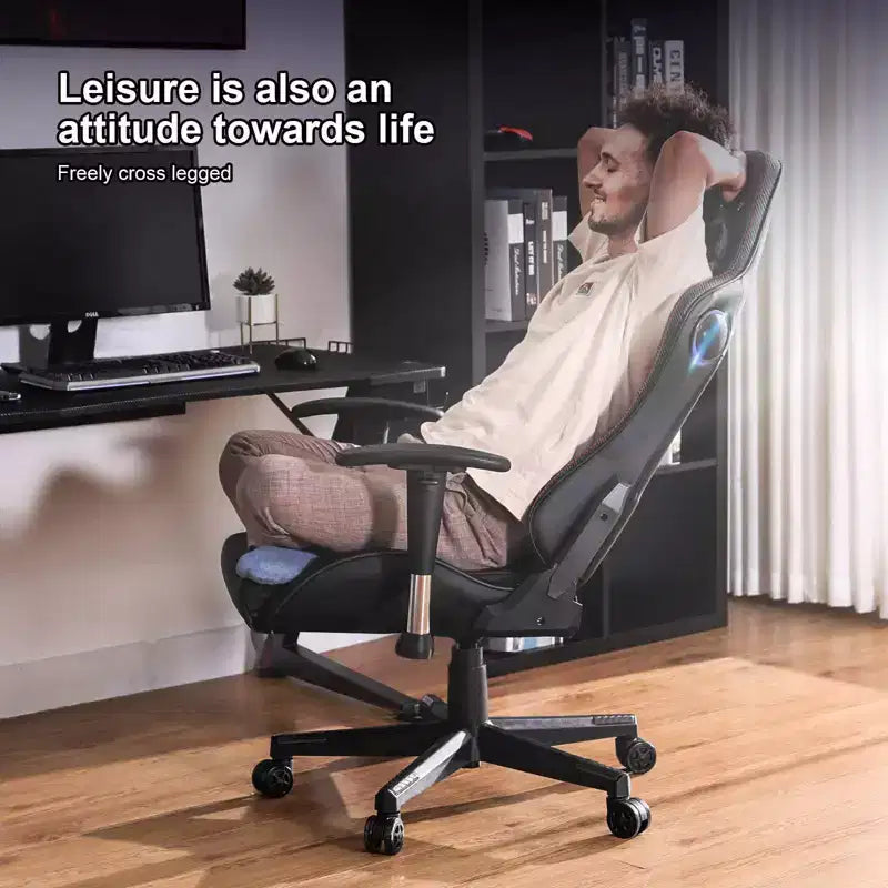 Chaise de jeu avec haut-parleurs Bluetooth Chaise de bureau en PU à dossier haut noire