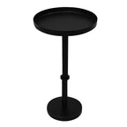The Urban Port 22" Side End Table Vintage Sleek Pillar Base Round Tray Top Matte Black