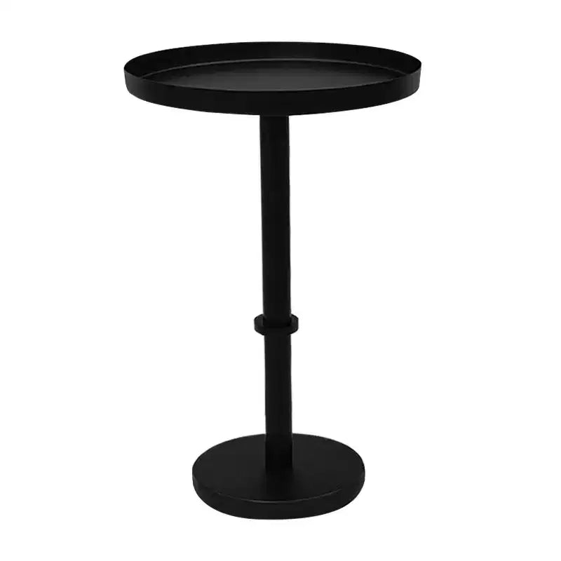 Table d'appoint latérale de 22 po Vintage Base colonne élégante Plateau rond Plateau finition noir mat