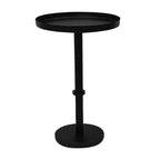 Table d'appoint latérale de 22 po Vintage Base colonne élégante Plateau rond Plateau finition noir mat