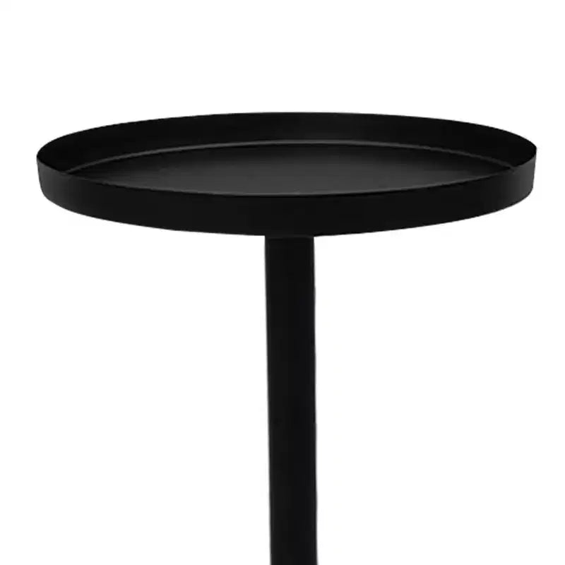 Table d'appoint latérale de 22 po Vintage Base colonne élégante Plateau rond Plateau finition noir mat