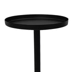 Table d'appoint latérale de 22 po Vintage Base colonne élégante Plateau rond Plateau finition noir mat