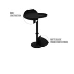 Table d'appoint latérale de 22 po Vintage Base colonne élégante Plateau rond Plateau finition noir mat