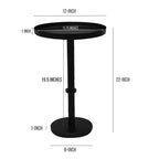 Table d'appoint latérale de 22 po Vintage Base colonne élégante Plateau rond Plateau finition noir mat