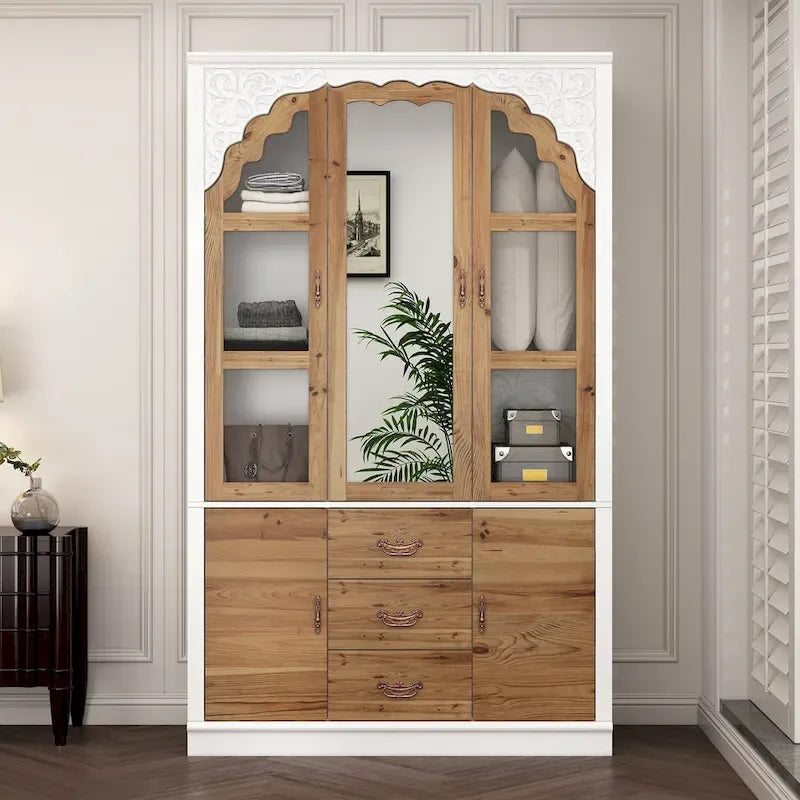 Ensemble de deux armoires Grand Closet d'inspiration vintage avec accents en métal