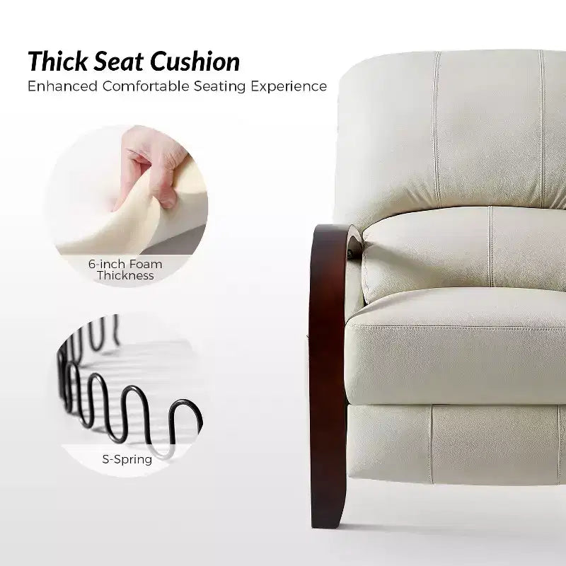 Ensemble de 2 fauteuils inclinables manuels en cuir véritable, inclinaison à 159°