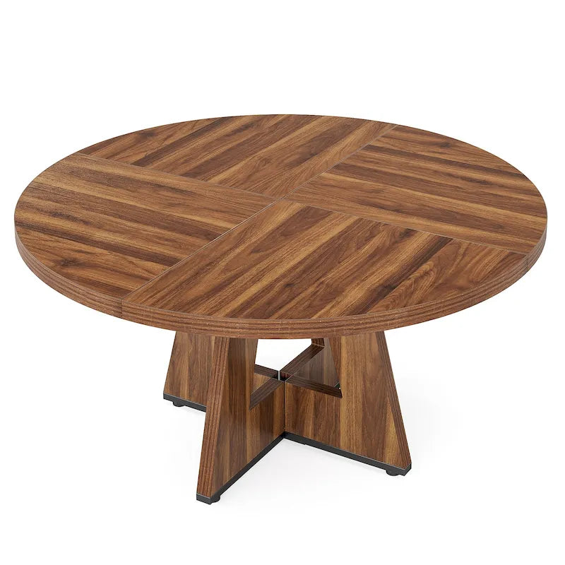 Table de salle à manger ronde de 47 pouces pour 4 personnes, table de ferme en bois pour cuisine, salle à manger et salon