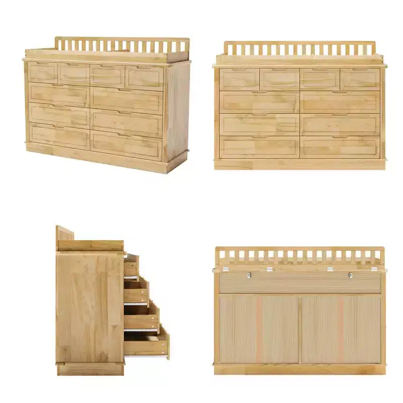 Table à langer et commode Homsee en bois de pin massif : plan à langer amovible, tiroirs de rangement, indispensable tout-en-un pour la chambre de bébé
