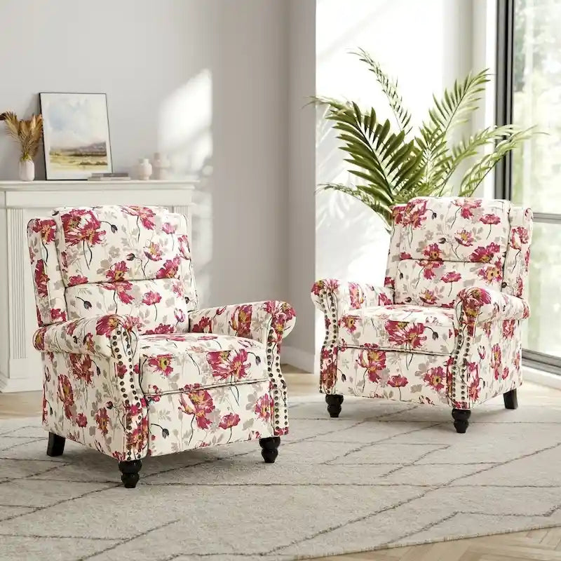 Lot de 2 fauteuils inclinables modernes à assise rembourrée en cuir PU/tissu