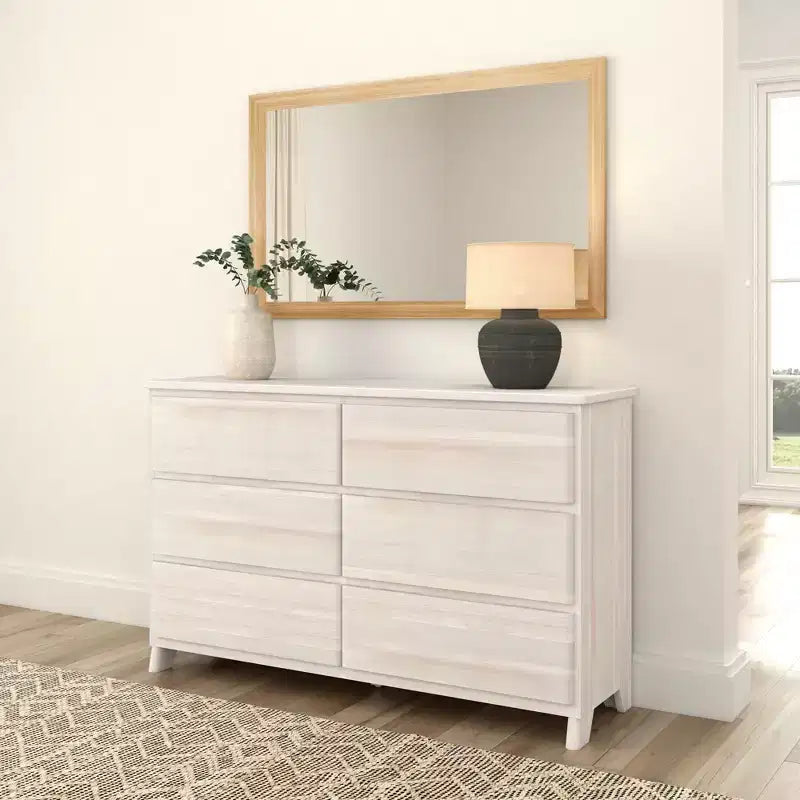 Commode de ferme en bois massif à 6 tiroirs
