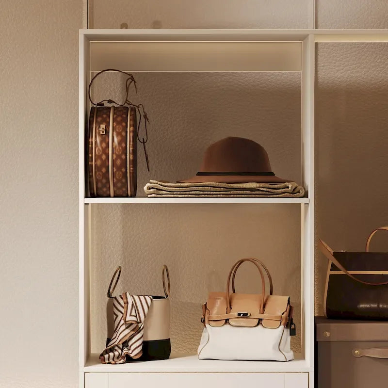 Armoire de coin avec 2 tringles, porte-pantalons et organisateur de chaussures