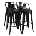 Costway Lot de 4 tabourets de bar en métal de 76 cm de hauteur, tabourets de bar industriels avec dossier bas en acier
