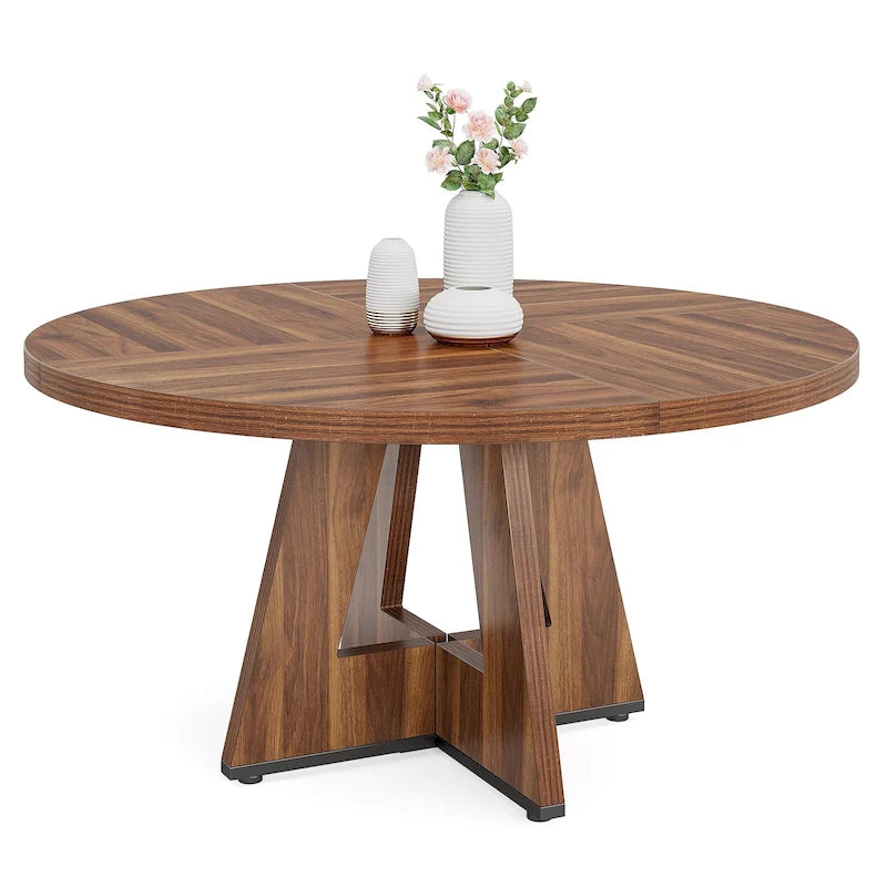 Table de salle à manger ronde de 47 pouces pour 4 personnes, table de ferme en bois pour cuisine, salle à manger et salon