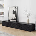 Meuble TV minimaliste avec tiroirs, console multimédia en bois massif avec placards, porte abattante, placage noyer, entièrement assemblé