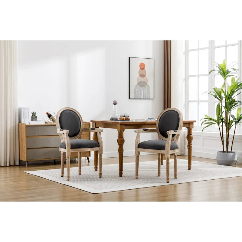 Ensemble de 2 fauteuils de salle à manger en tissu rembourré