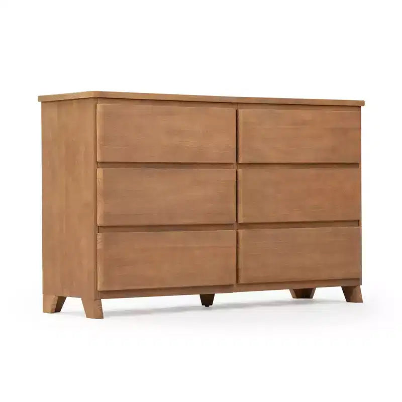 Commode de ferme en bois massif à 6 tiroirs
