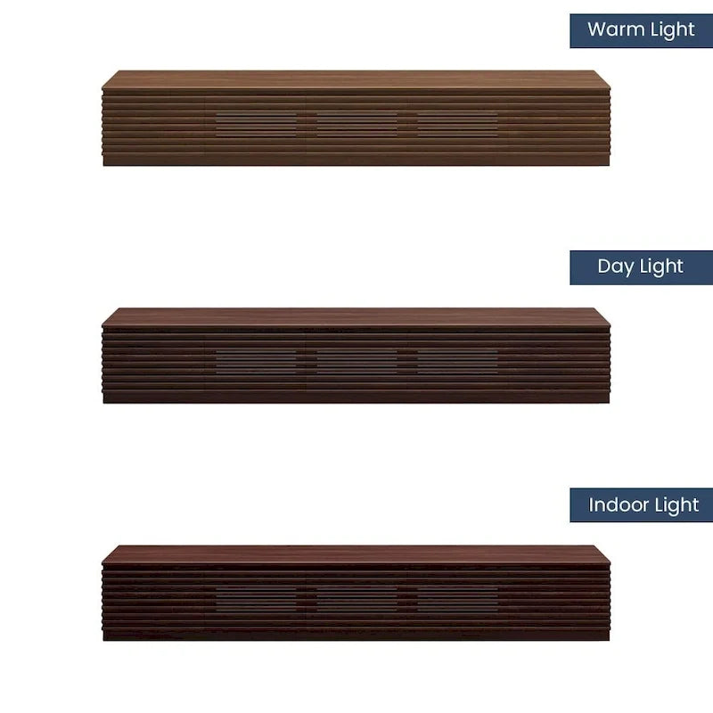 Meuble TV minimaliste avec tiroirs, console multimédia en bois massif avec placards, porte abattante, placage noyer, entièrement assemblé