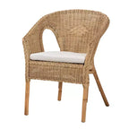 Ensemble de salon 3 pièces Abbey Moderne Bohème en rotin antique marron naturel