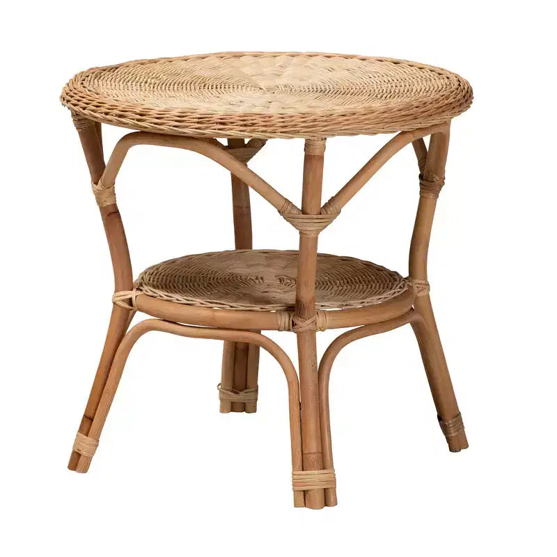 Ensemble de salon 3 pièces Abbey Moderne Bohème en rotin antique marron naturel