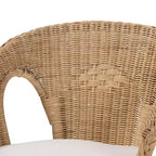 Ensemble de salon 3 pièces Abbey Moderne Bohème en rotin antique marron naturel