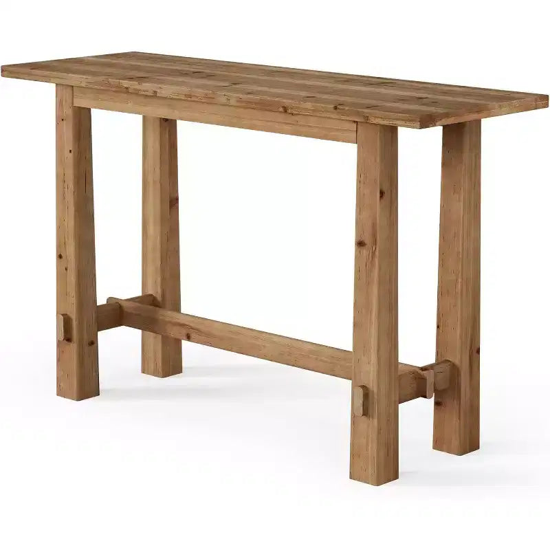Table de bar haute en bois massif de 63 pouces pour cuisine, café ou restaurant
