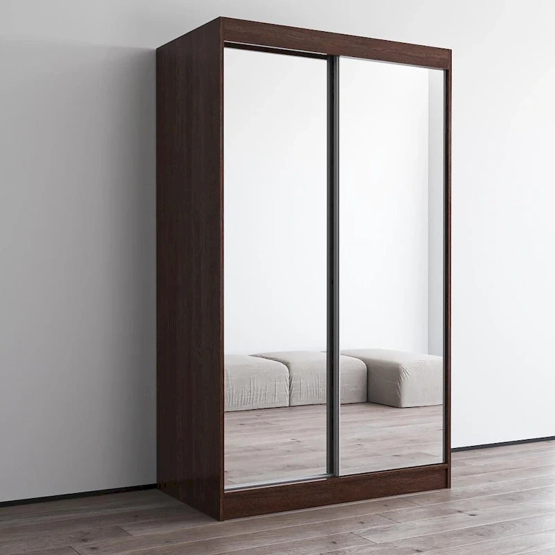 Armoire-penderie à 2 portes miroir avec finition brillante | 120 ou 150 cm de largeur
