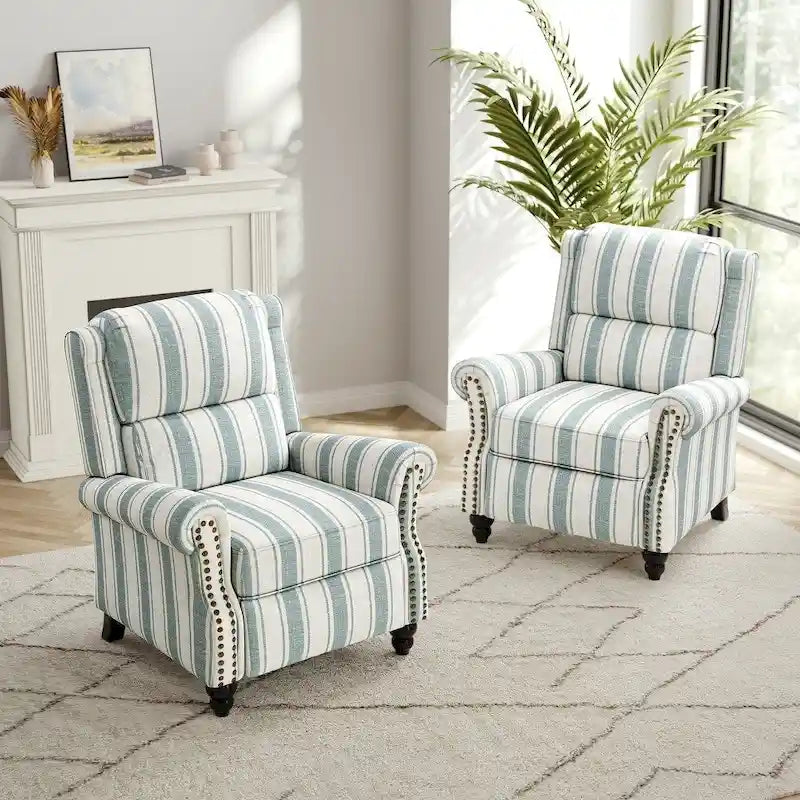 Lot de 2 fauteuils inclinables modernes à assise rembourrée en cuir PU/tissu