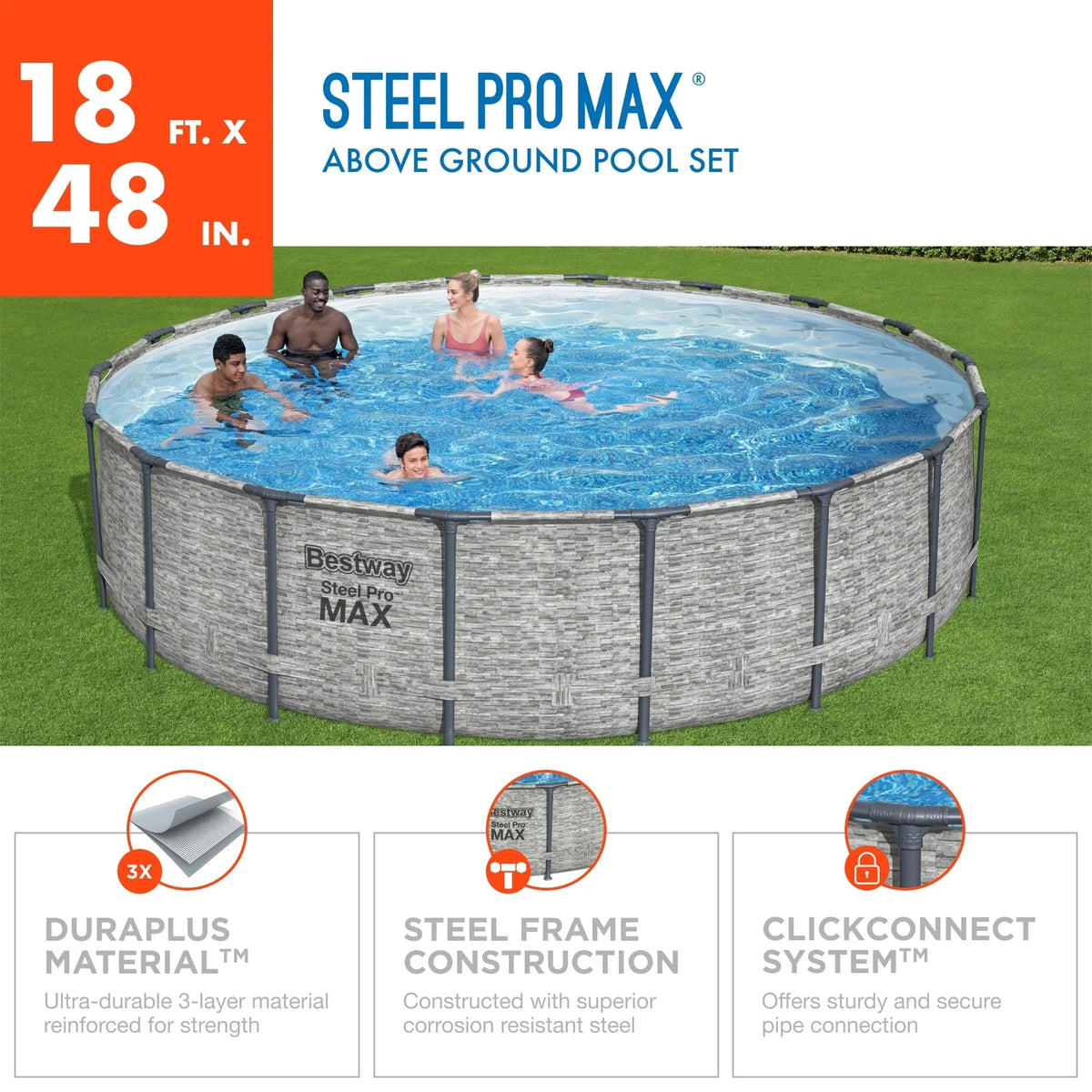 Piscine hors sol ronde Bestway Steel Pro MAX avec pompe et bâche