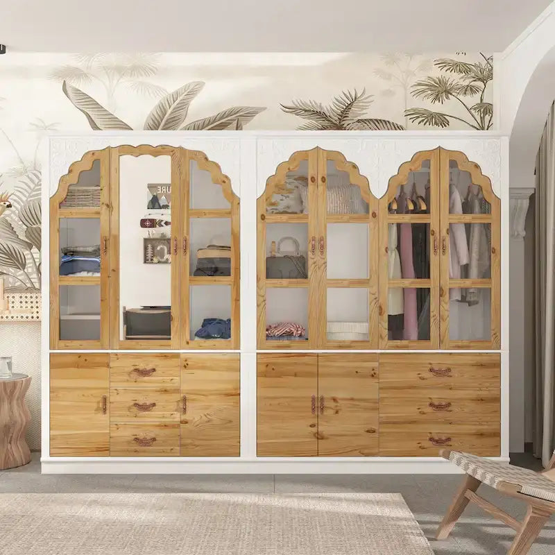 Ensemble de deux armoires Grand Closet d'inspiration vintage avec accents en métal