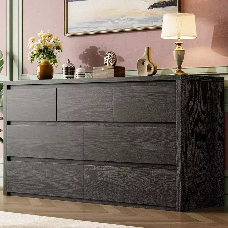 Grande commode moderne à 7 tiroirs pour chambre à coucher, grande commode en bois avec organisateur de rangement pour salon, couloir et entrée
