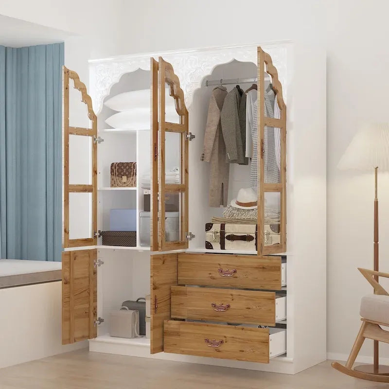 Ensemble de deux armoires Grand Closet d'inspiration vintage avec accents en métal