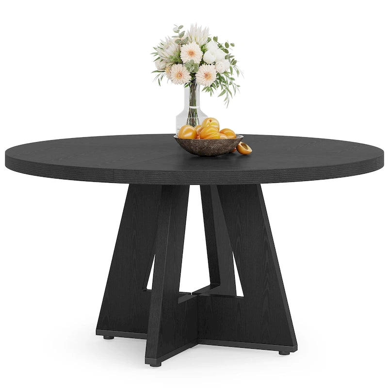 Table de salle à manger ronde de 47 pouces pour 4 personnes, table de ferme en bois pour cuisine, salle à manger et salon