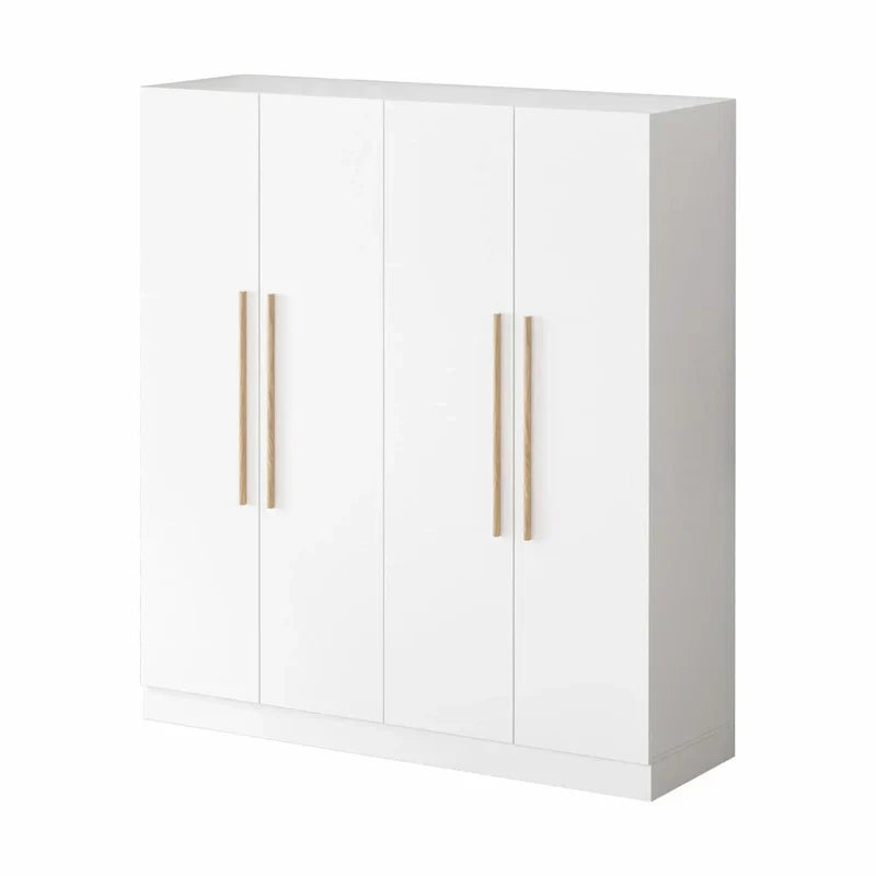 Armoire de rangement moderne sur pied en bois massif avec étagères