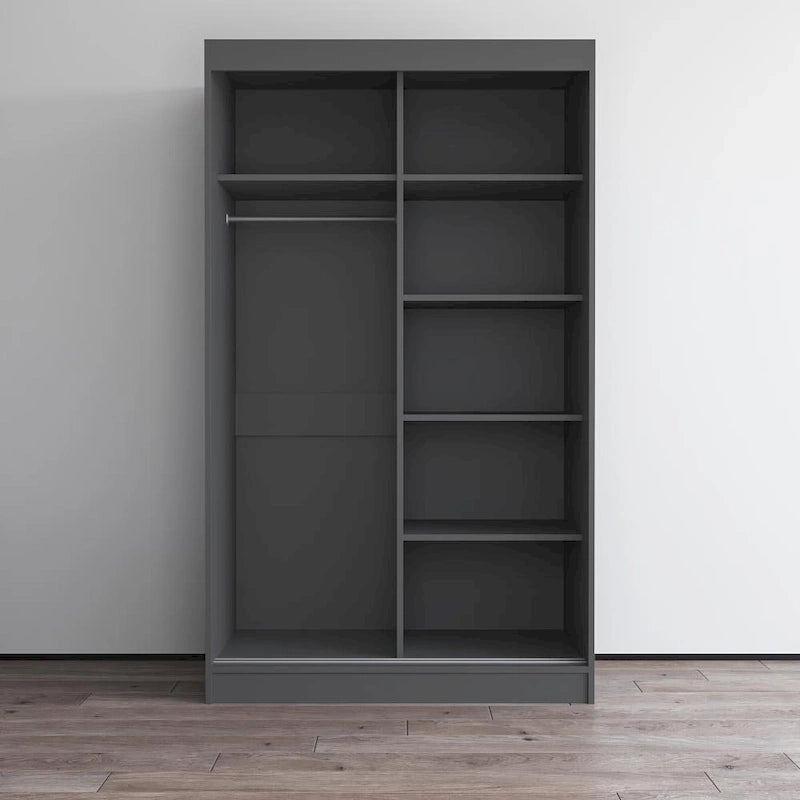 Armoire-penderie à 2 portes miroir avec finition brillante | 120 ou 150 cm de largeur