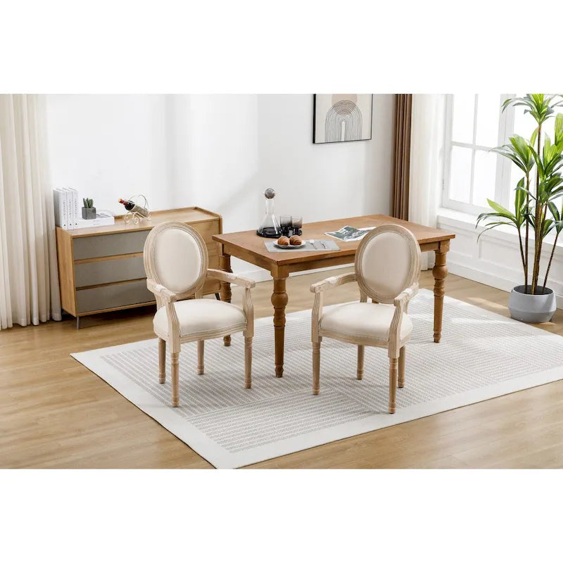 Ensemble de 2 fauteuils de salle à manger en tissu rembourré